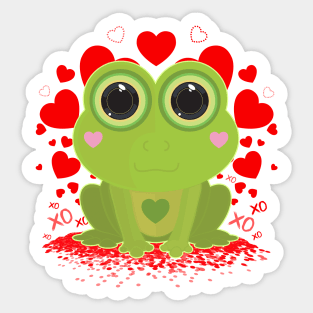 Valentine's Day Frog Sticker